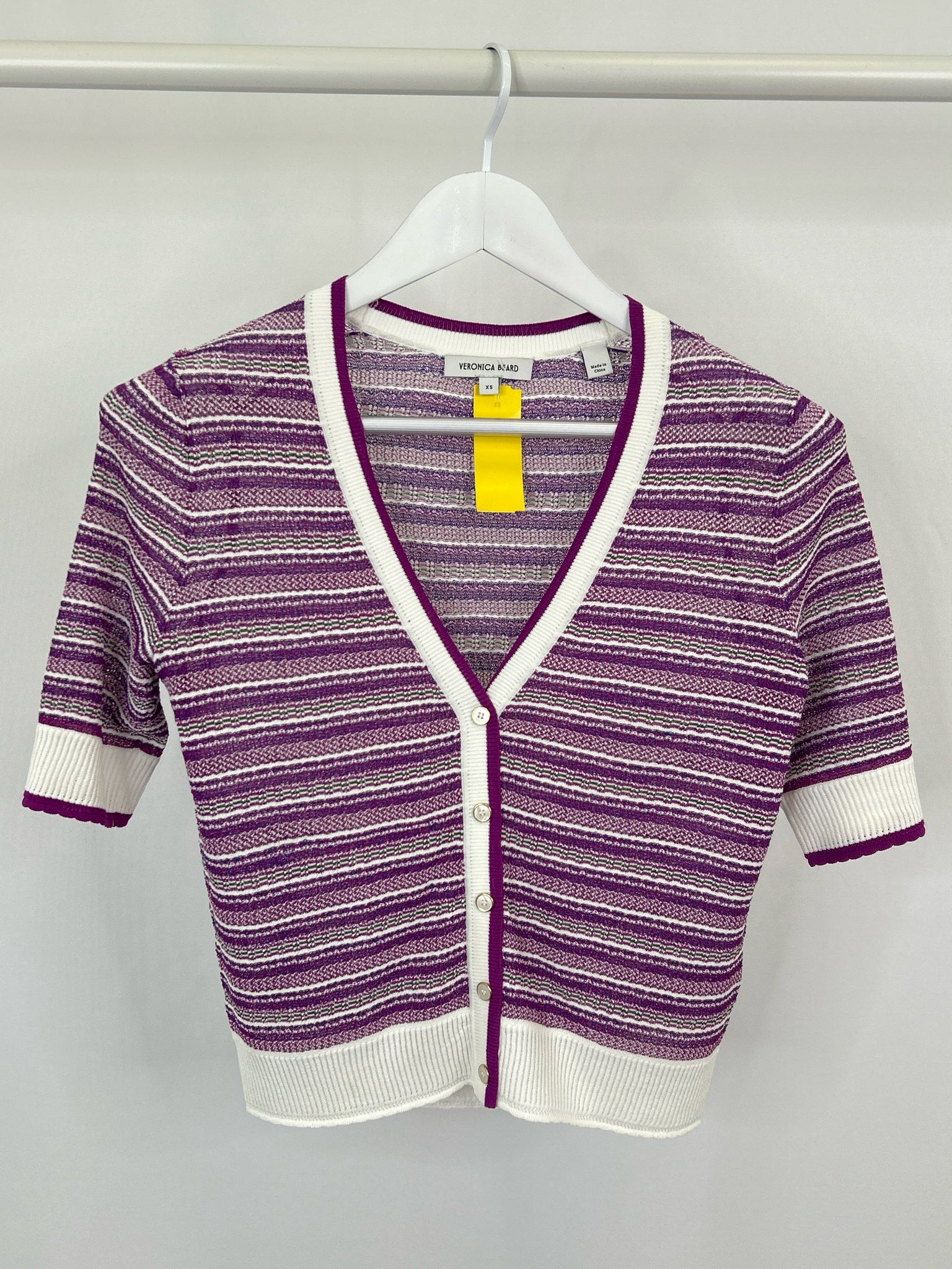 VERONICA BEARD Size XS PURPLE AND WHITE Women Cardigan