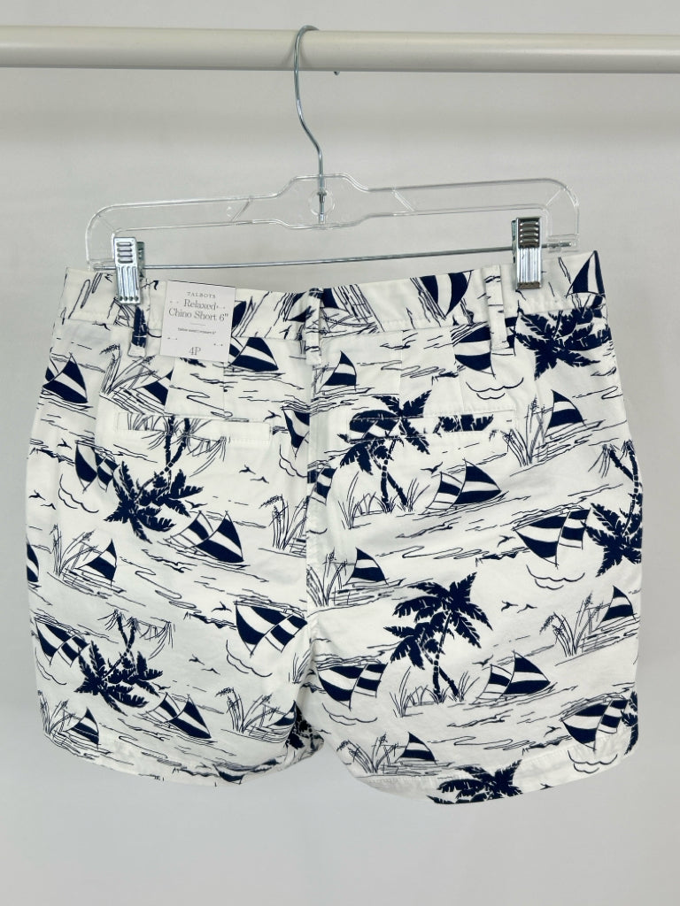 TALBOTS Size 4P Blue & White Women's Shorts NWT