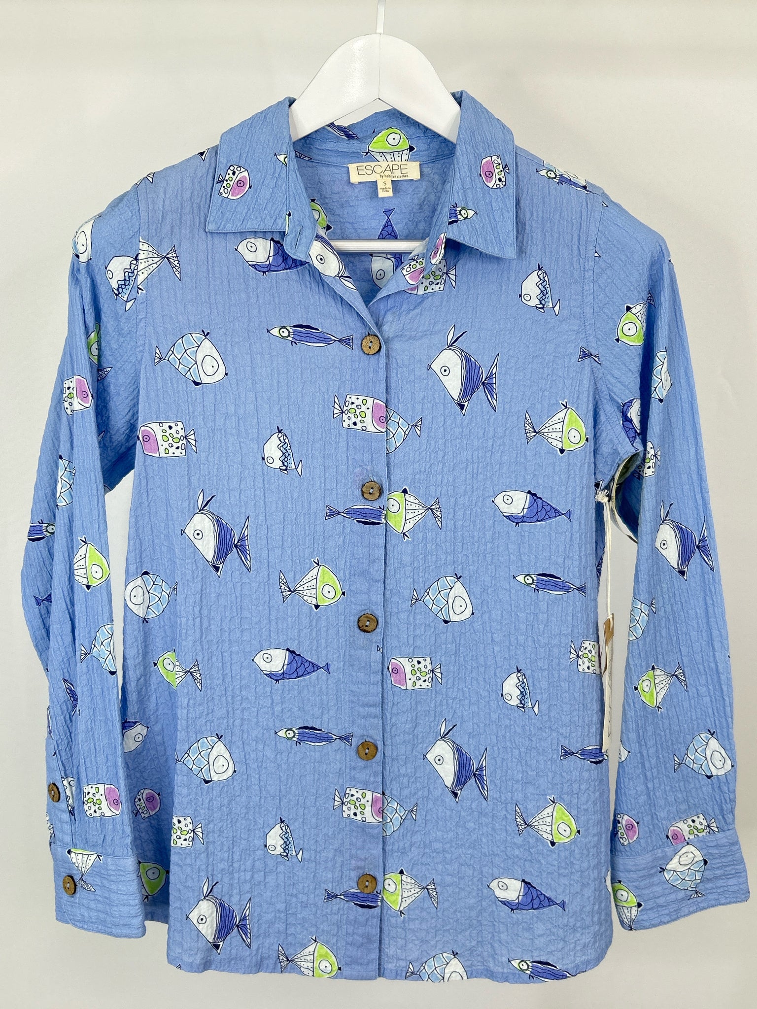 Escape by Habitat Clothes Size S Blue Print Women Shirt