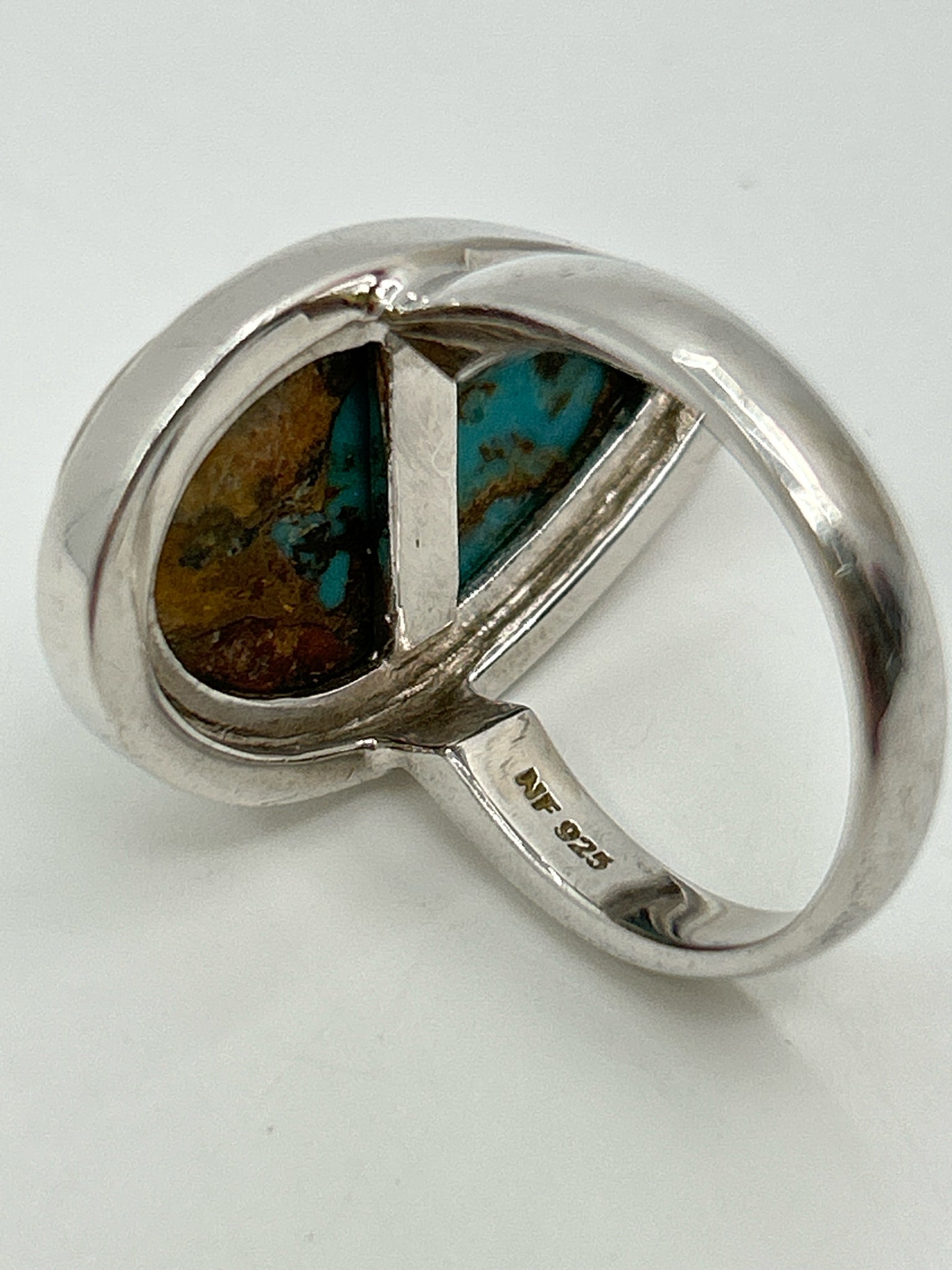 NO BRAND Sterling SILVER AND TURQUOISE Size 8 Ring