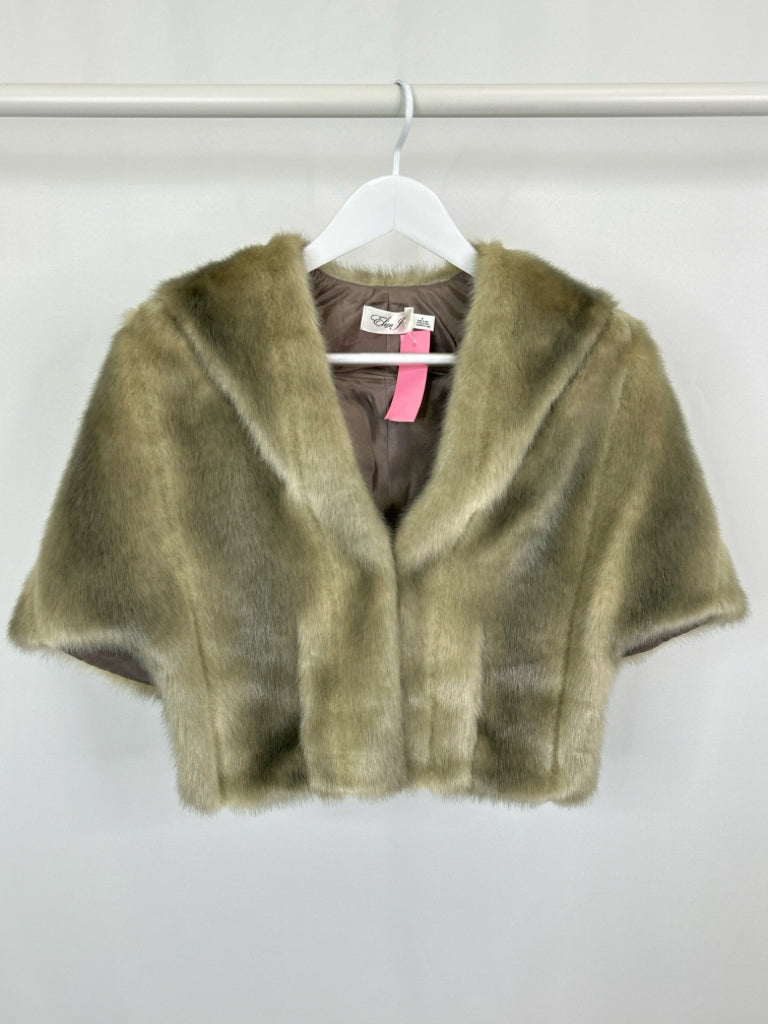 ELIZA J Women Size S Blonde Fur Cape