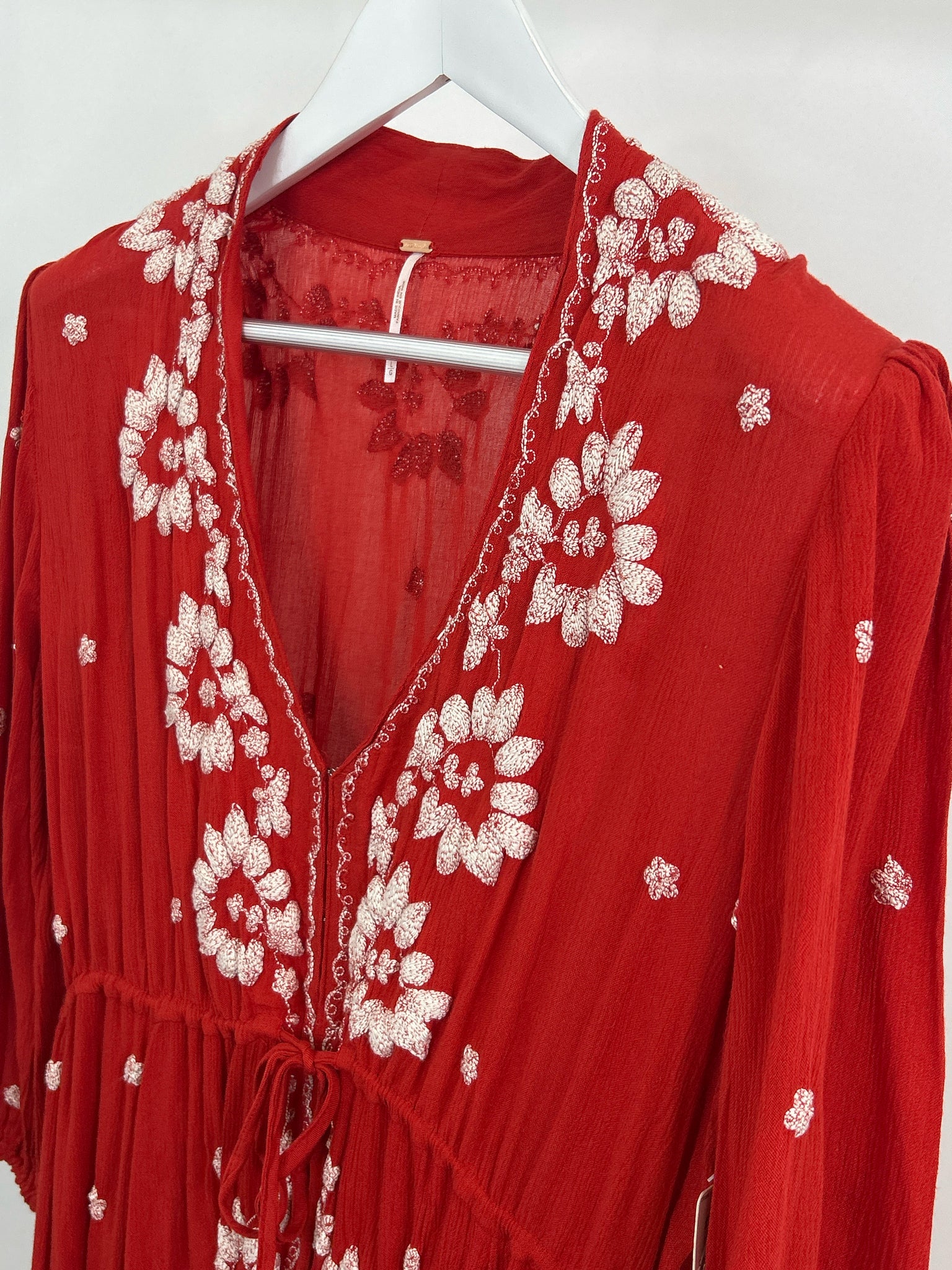 FREE PEOPLE Size L Red and White Women Dress NWT