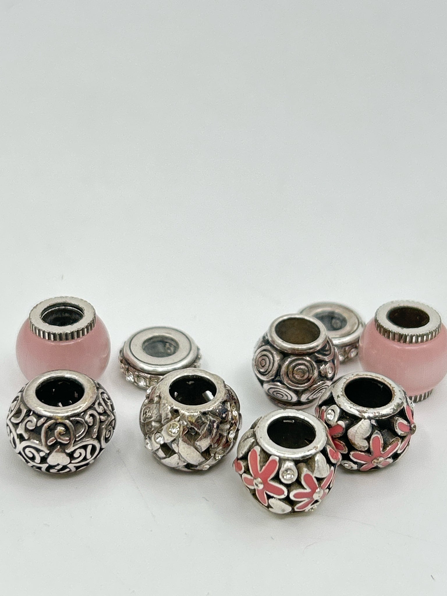 BRIGHTON SILVER AND PINK Set of 9 Charms