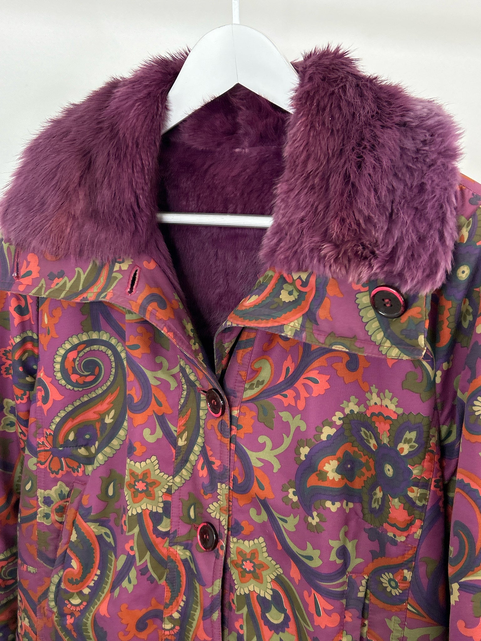 ETRO Size L PURPLE PAISLEY Women Coat