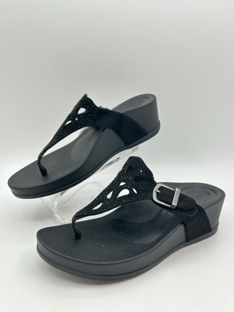 AETREX Women Size 7.5/8 Black Tasha Platform Thong Sandal NWT