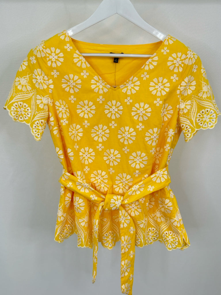 TALBOTS NWT Women Size 6 Yellow and White Top