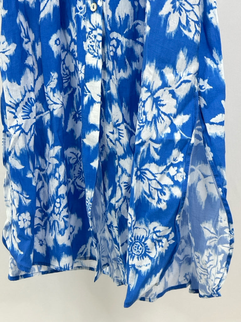 ZARA Size L BLUE & WHITE Women's Dress