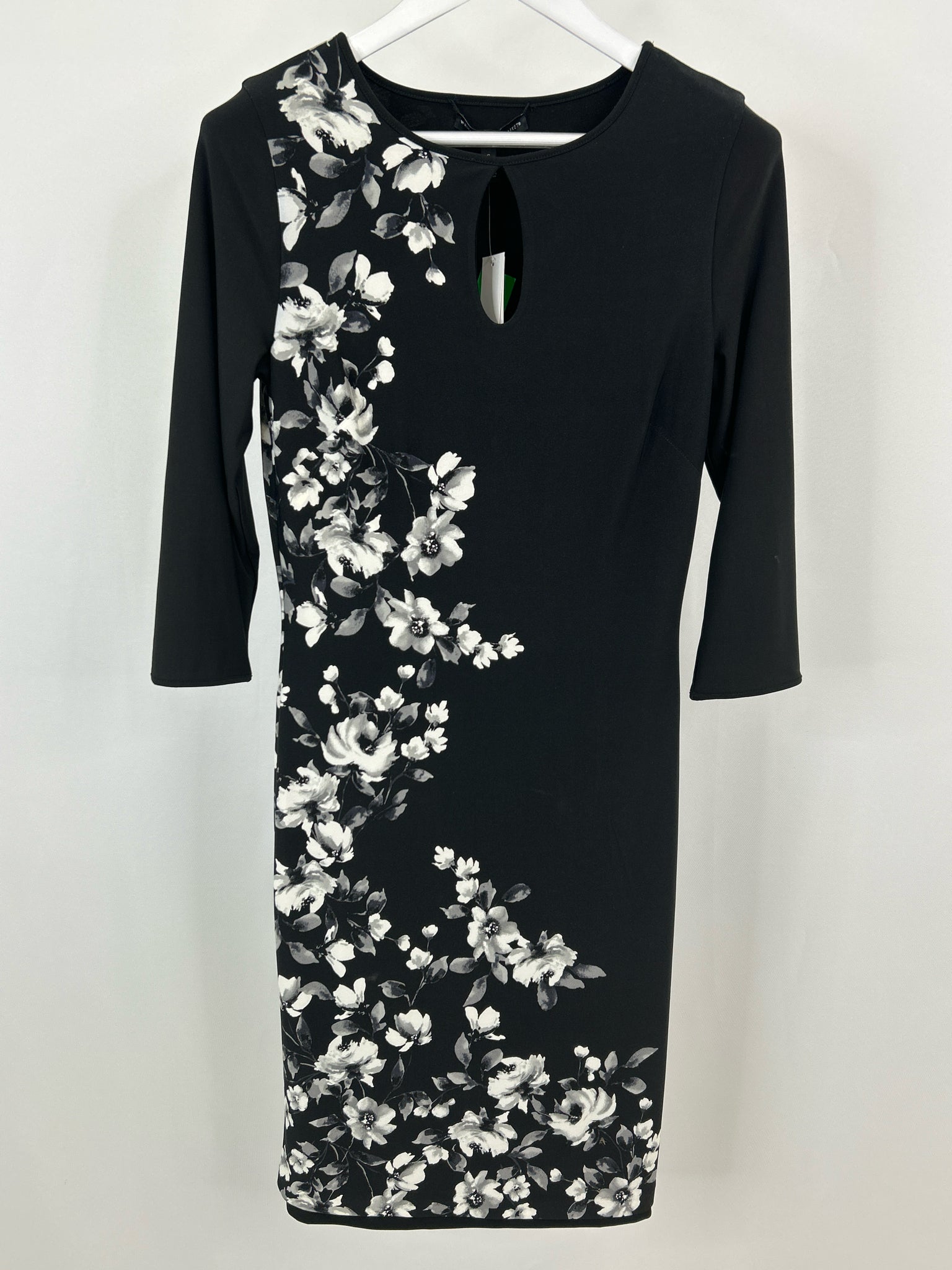 White House Black Market Size S Black Print Women Dress