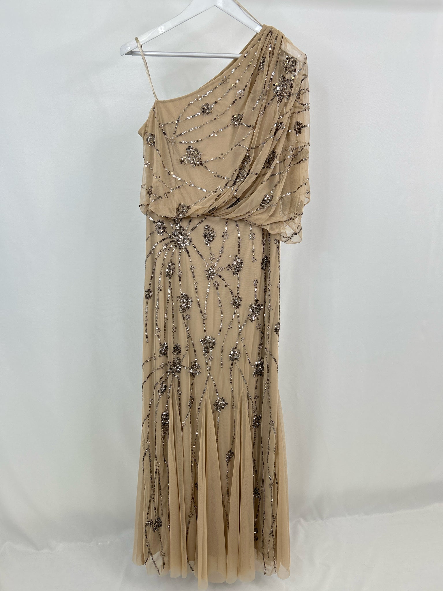 ADRIANNA PAPELL Size L Champagne Women Dress