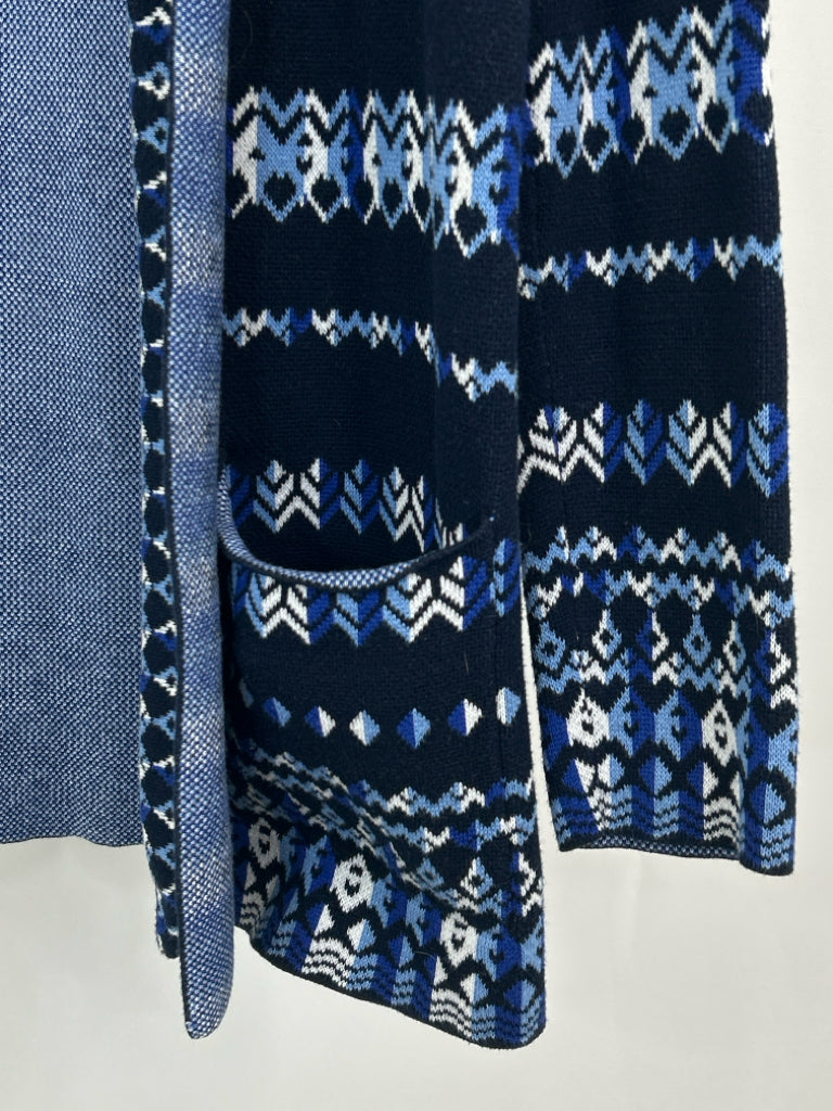 BCBGMAXAZRIA Women Size M Navy Print Cardigan