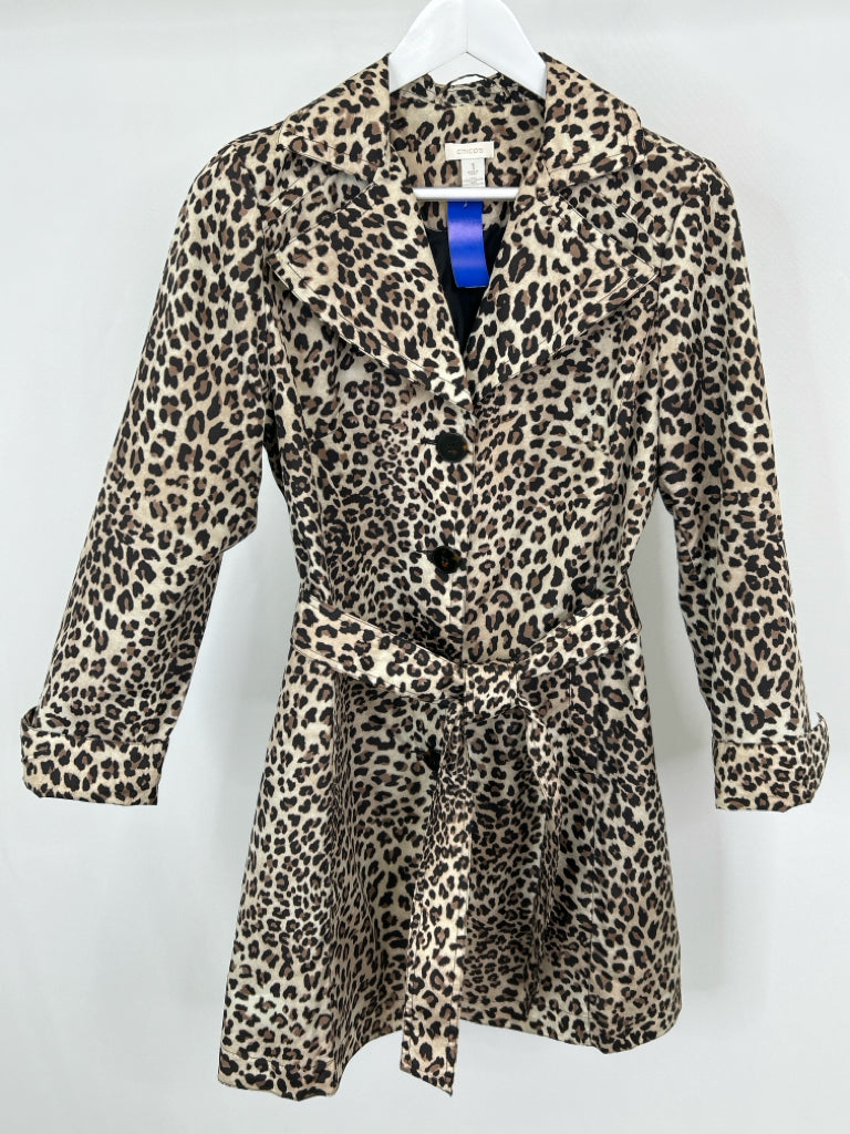 CHICO'S Women Size 8 Animal Print Coat