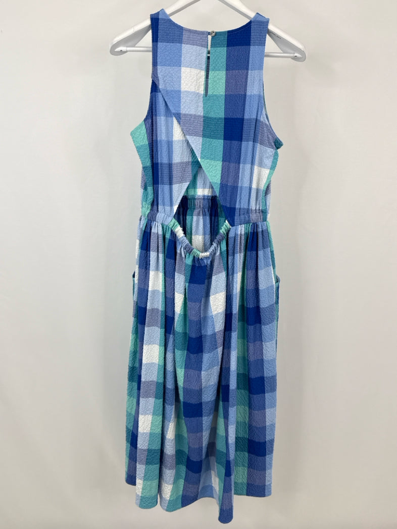 LOFT Size M Blue Plaid Women Dress