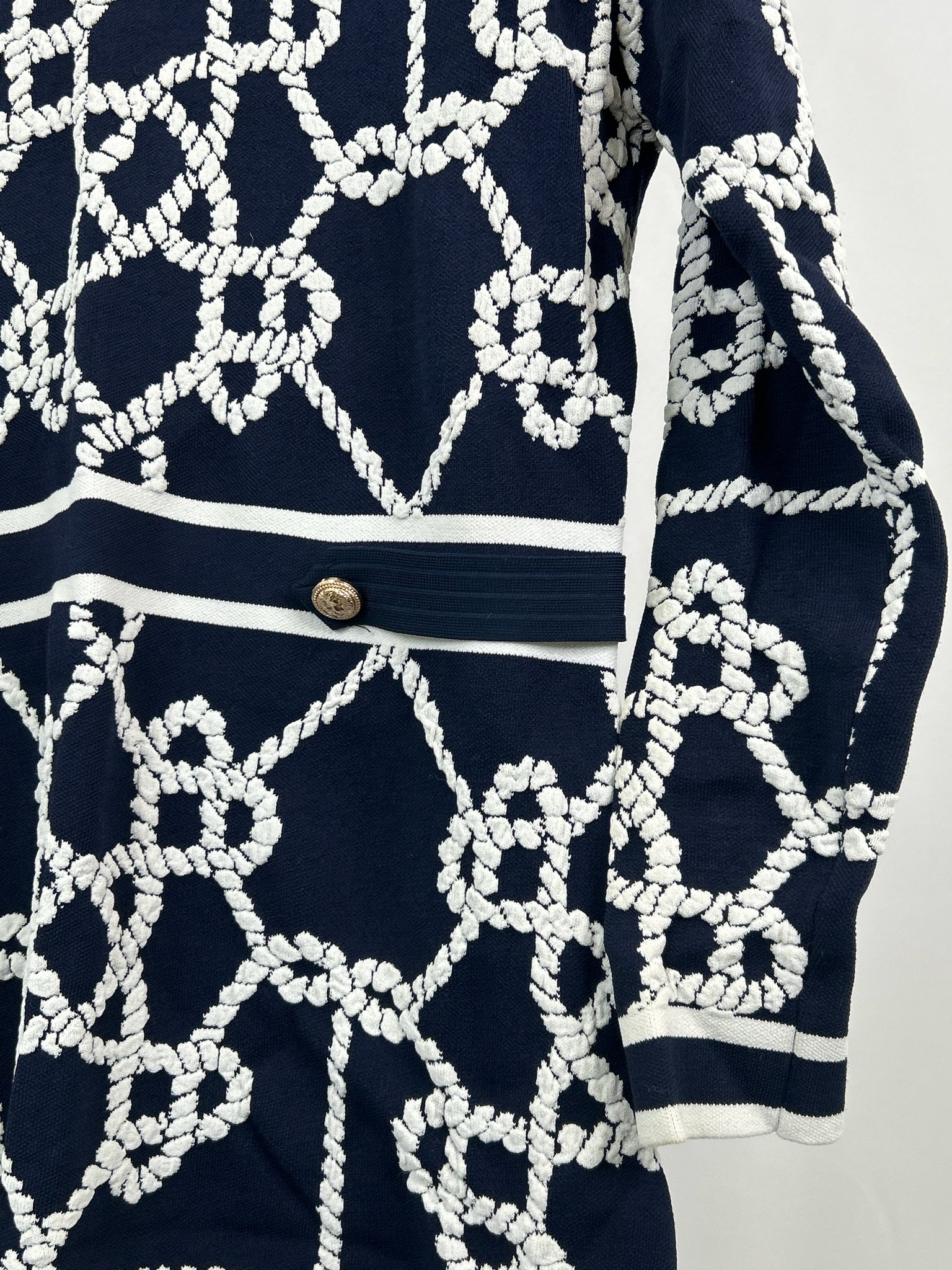 KAREN MILLEN Size XL Navy Print Women Dress