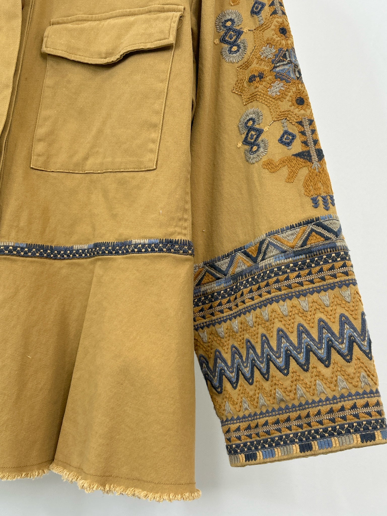 JOHNNY WAS Size L TAN AND BLUE Women Jacket