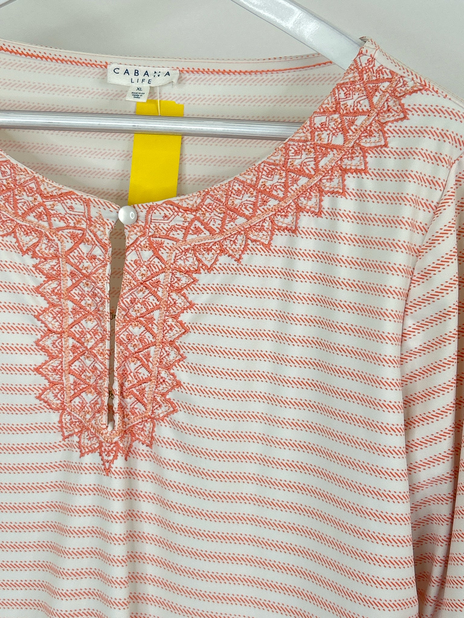 CABANA LIFE Size XL White and Peach Women Dress