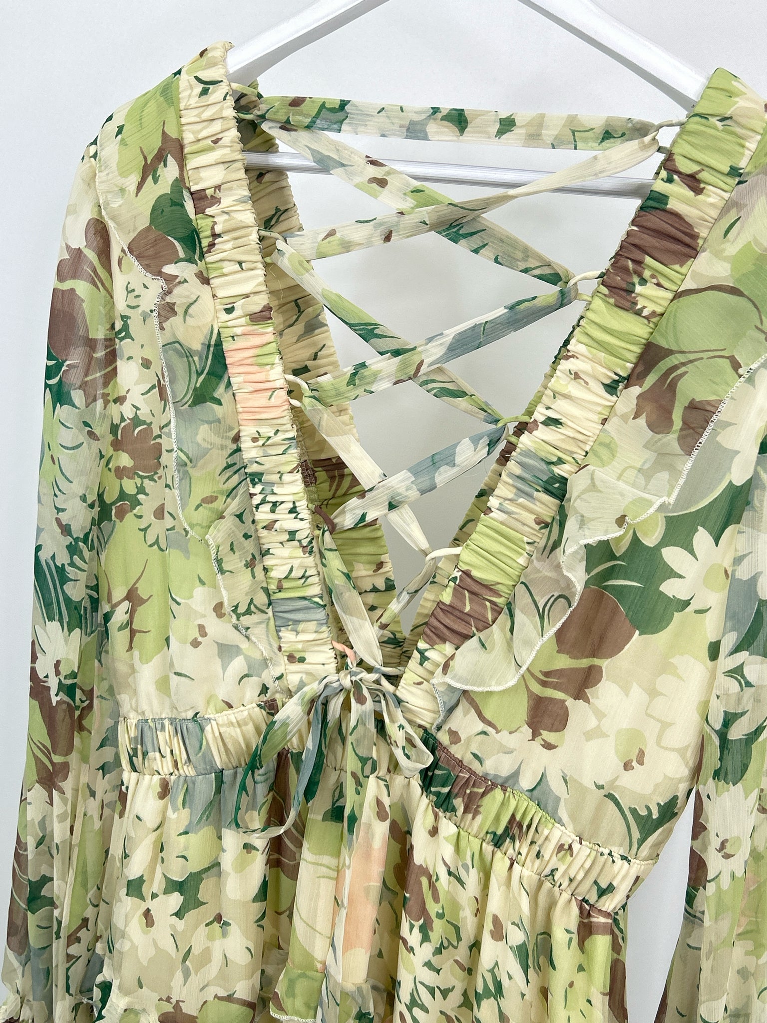 ASOS Size 12 Green Floral Women Dress