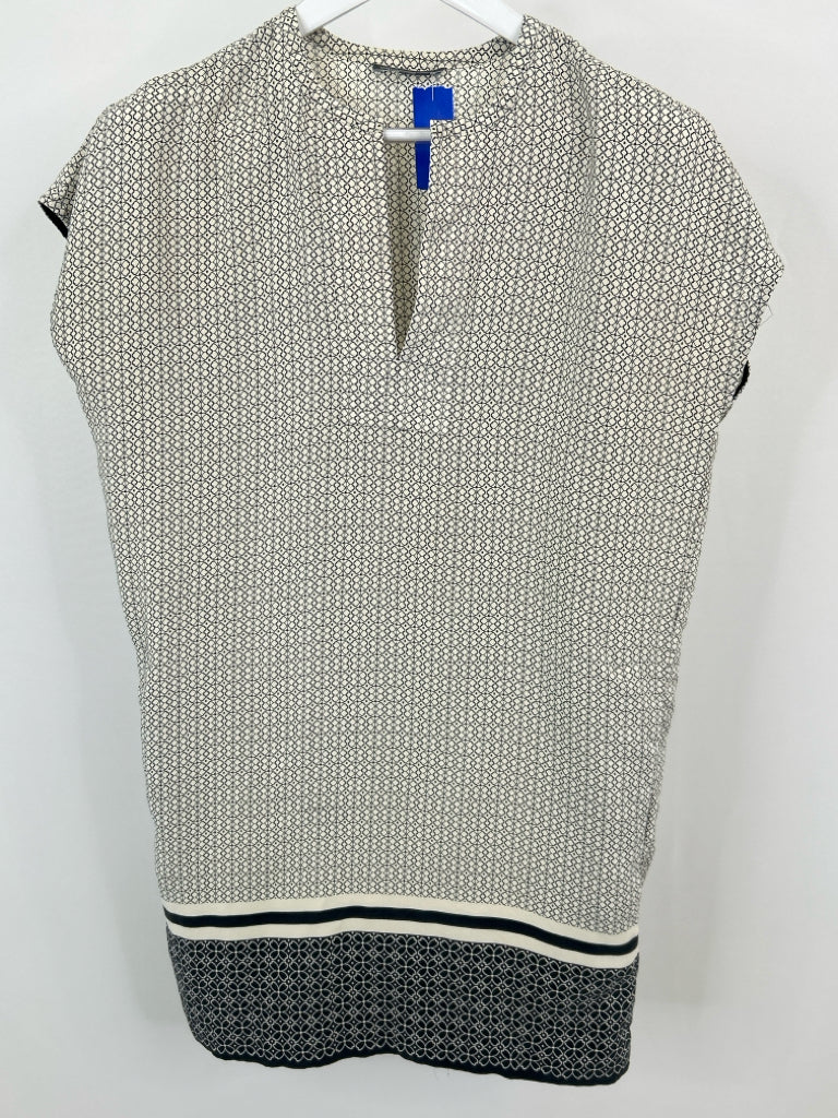 VINCE Size XS White and Black Silk Women's Dress