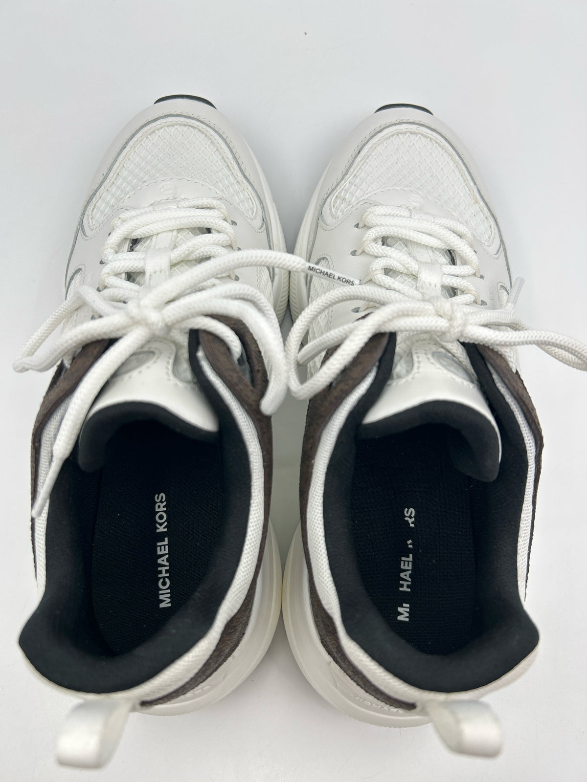 MICHAEL MICHAEL KORS Size 8.5M WHITE AND BROWN Women Sneakers