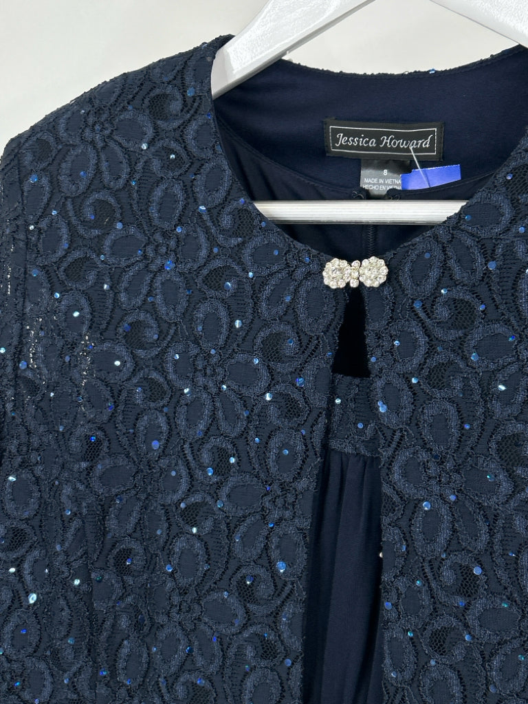 JESSICA HOWARD Size 8 Navy Women's 2-Piece w/dress