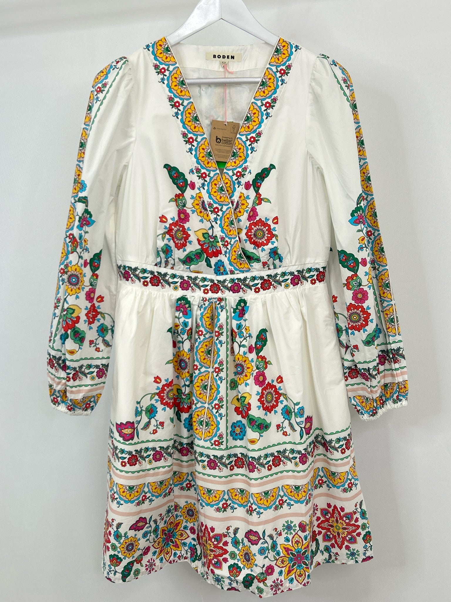 BODEN Size 10R White Floral Women Dress