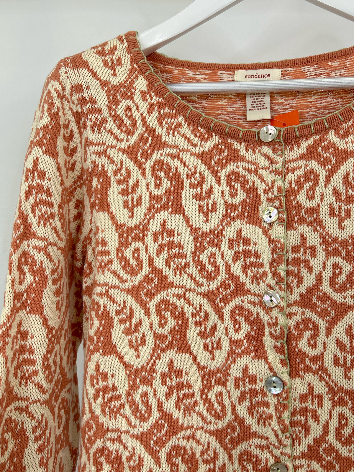 SUNDANCE Size S Peach Print Women Cardigan