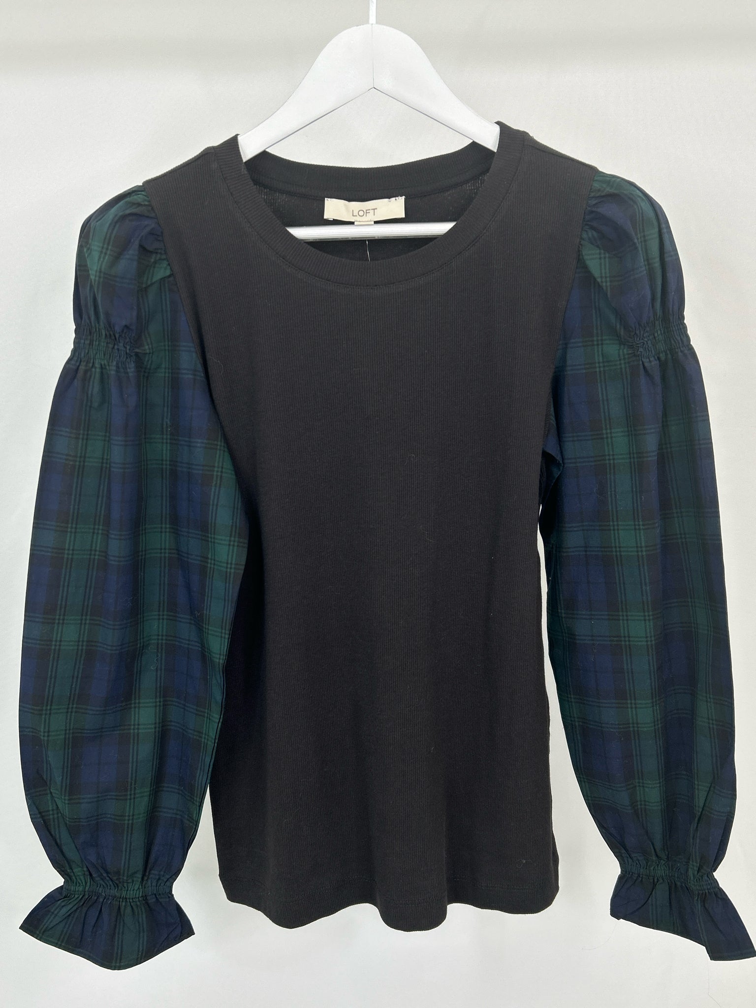 LOFT Size S Black Print Women Top NWT