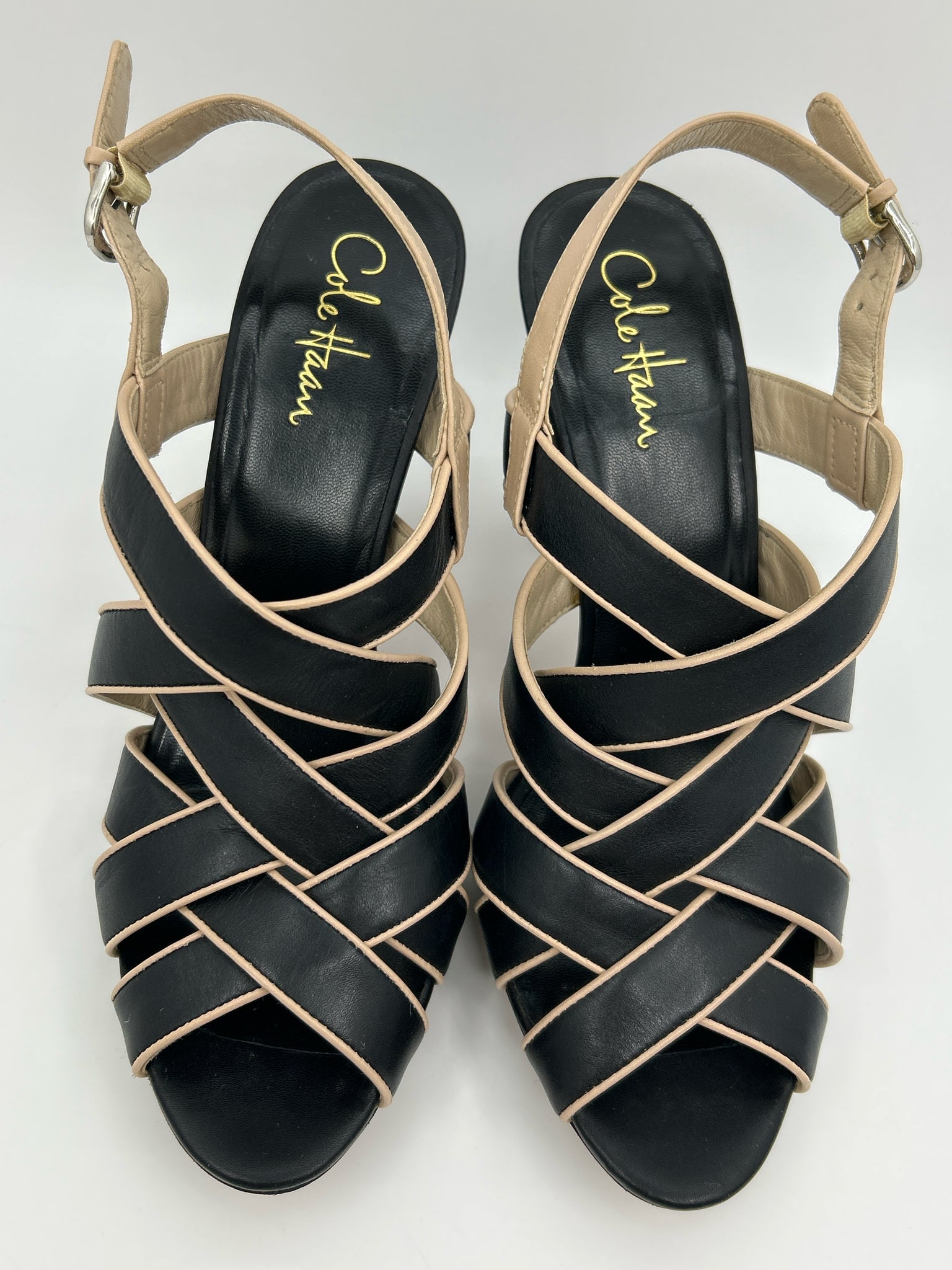 COLE HAAN Size 10.5B black and cream Women Sandal