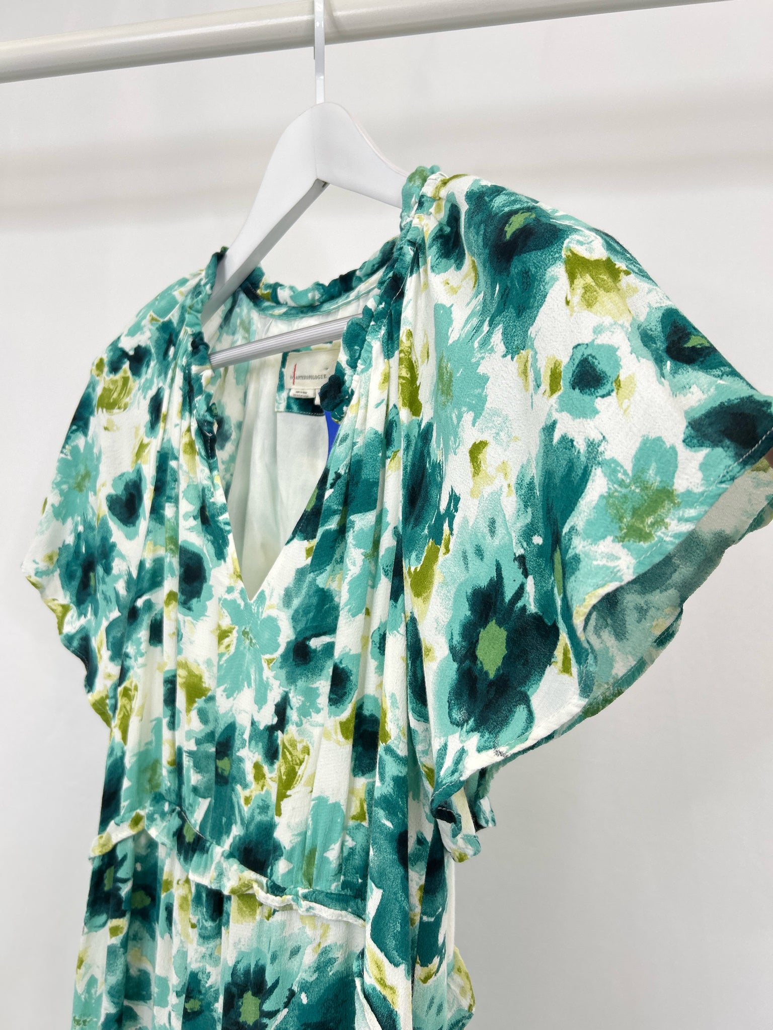 ANTHROPOLOGIE Size S WHITE AND GREEN Women Dress