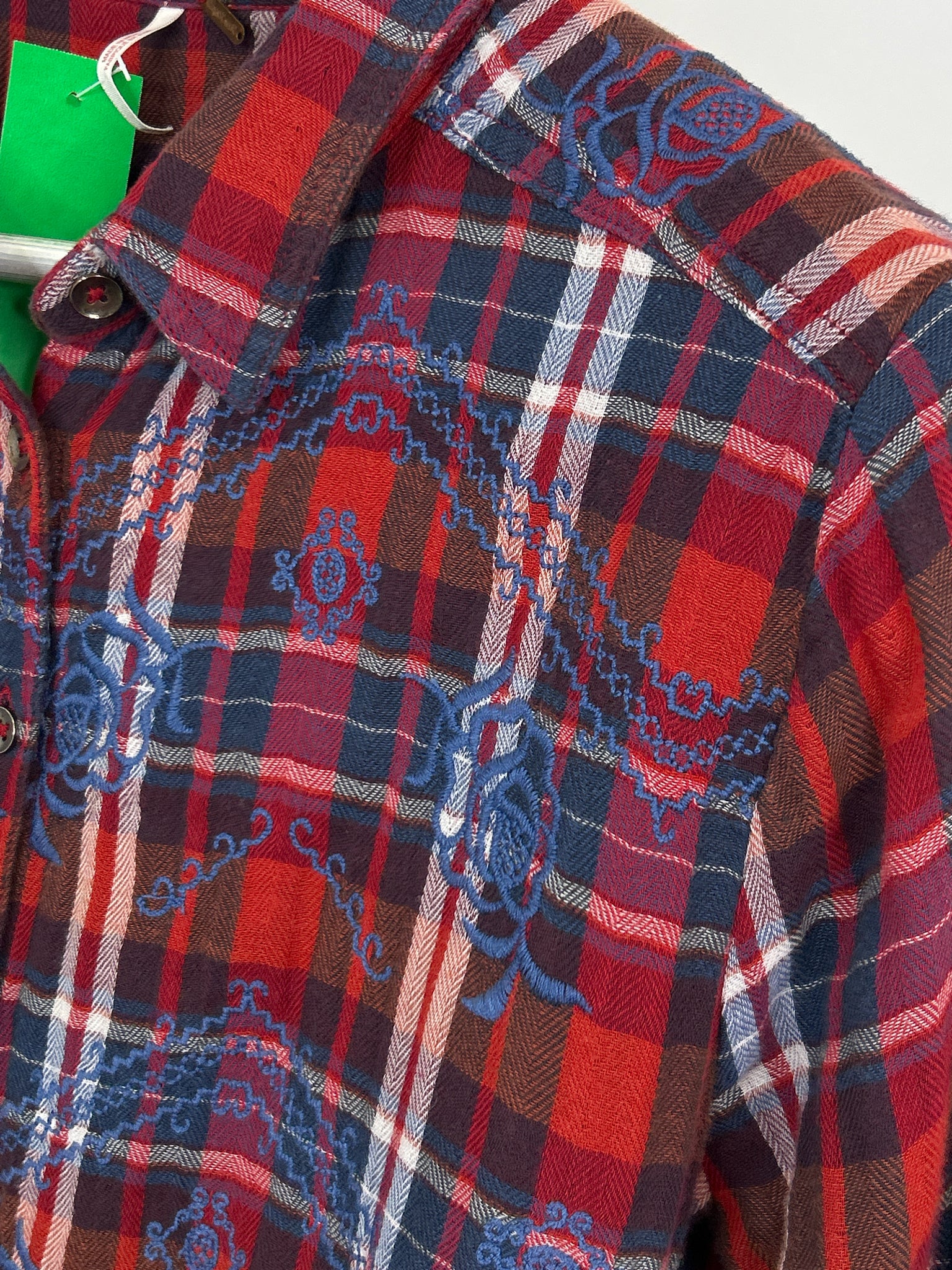 FREE PEOPLE Size M Red Plaid Women Shirt