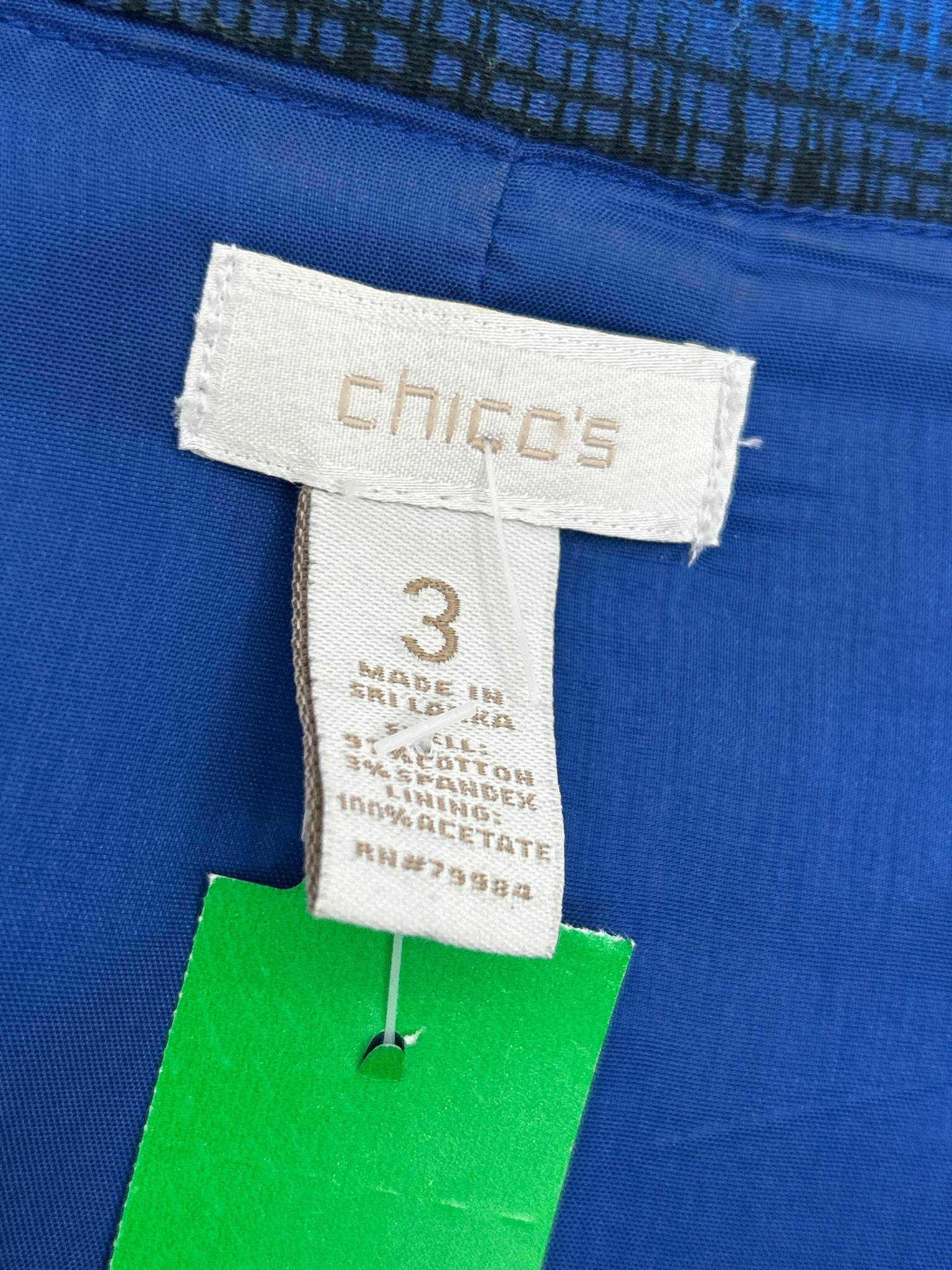 CHICO'S Size 16 Blue Print Women Blazer