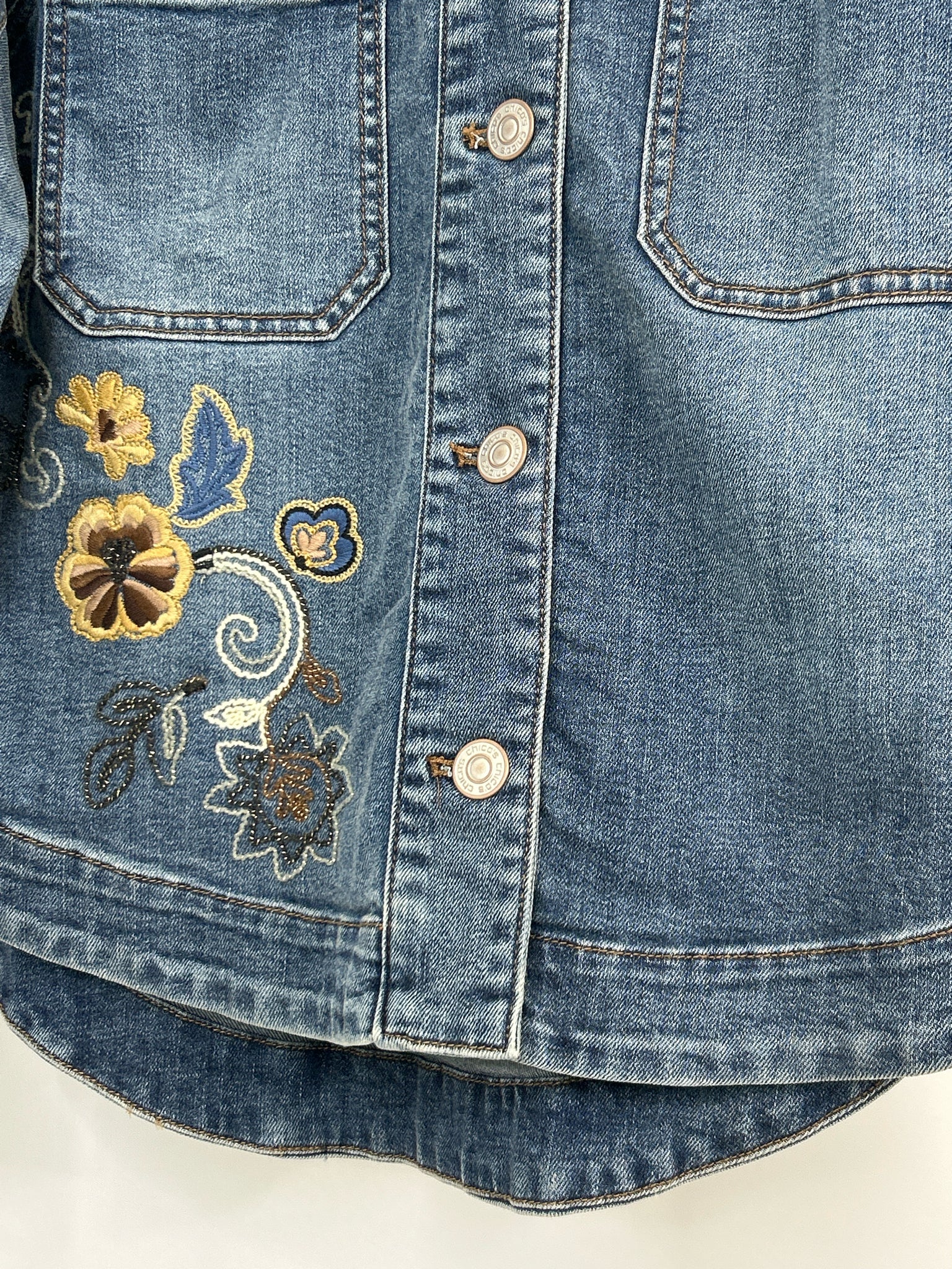 CHICO'S Size M BLUE DENIM Women Jacket