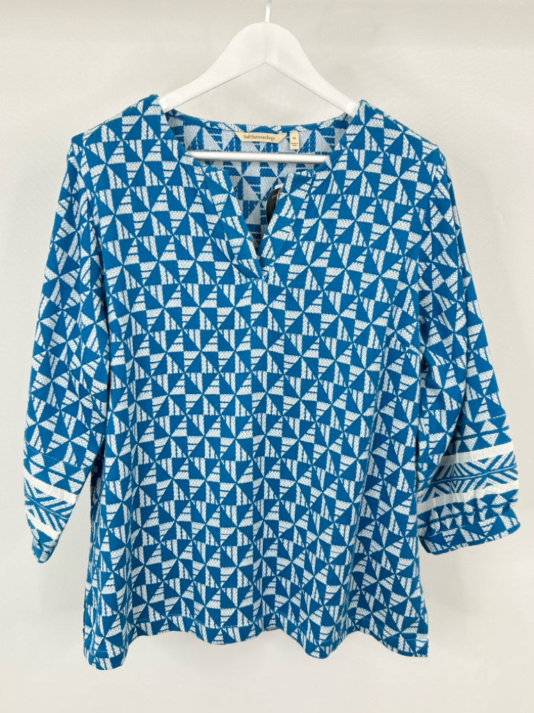 SOFT SURROUNDINGS Size 18/XL Teal and White Women's Top NWT