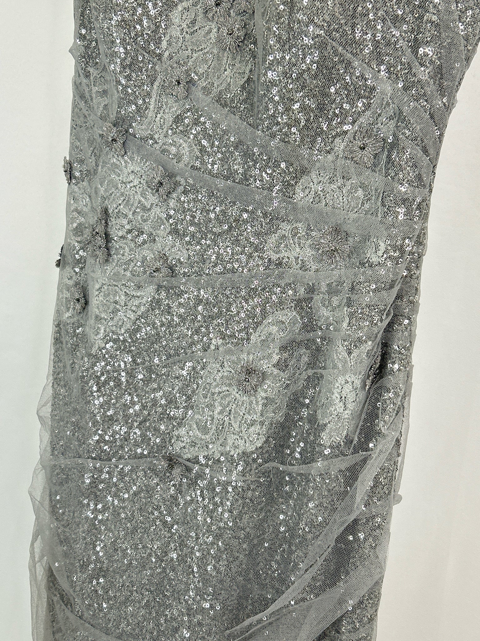 TERI JON Size 8 Grey Women Gown Dress