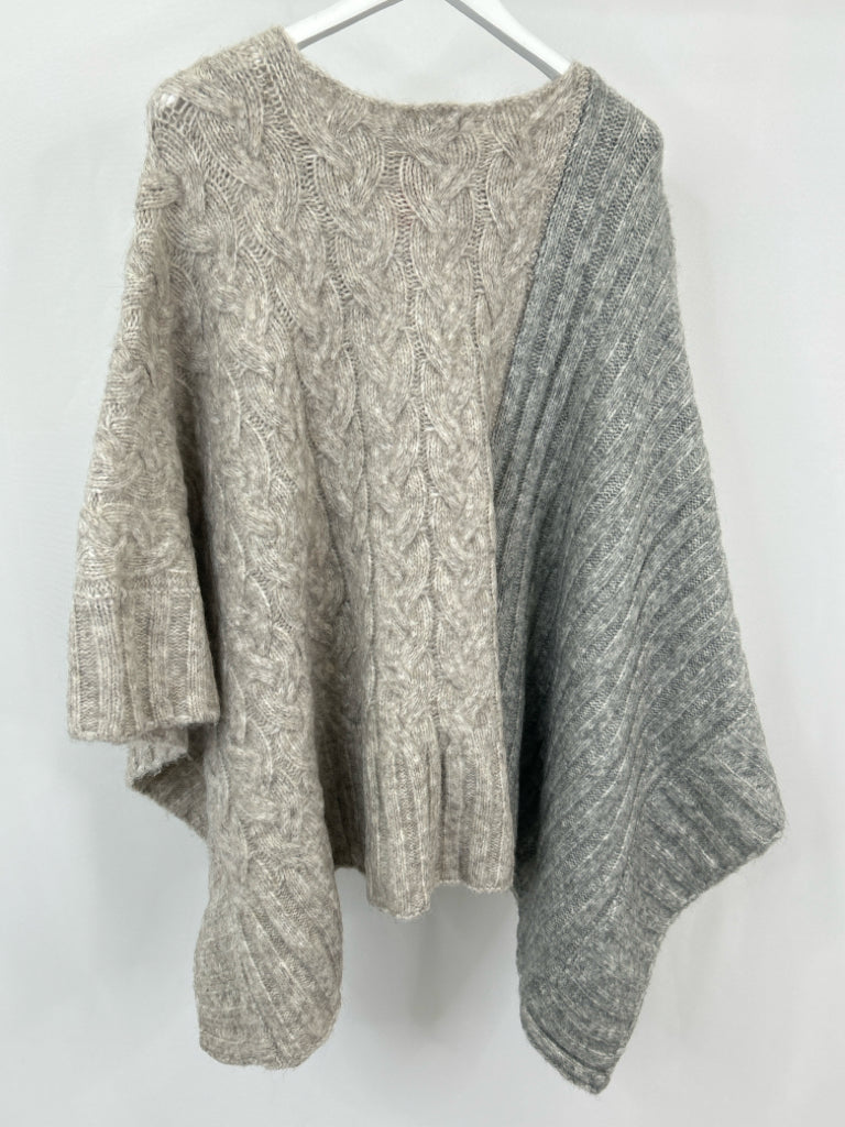 LEMON Women Size OSFA TAN AND GRAY Poncho