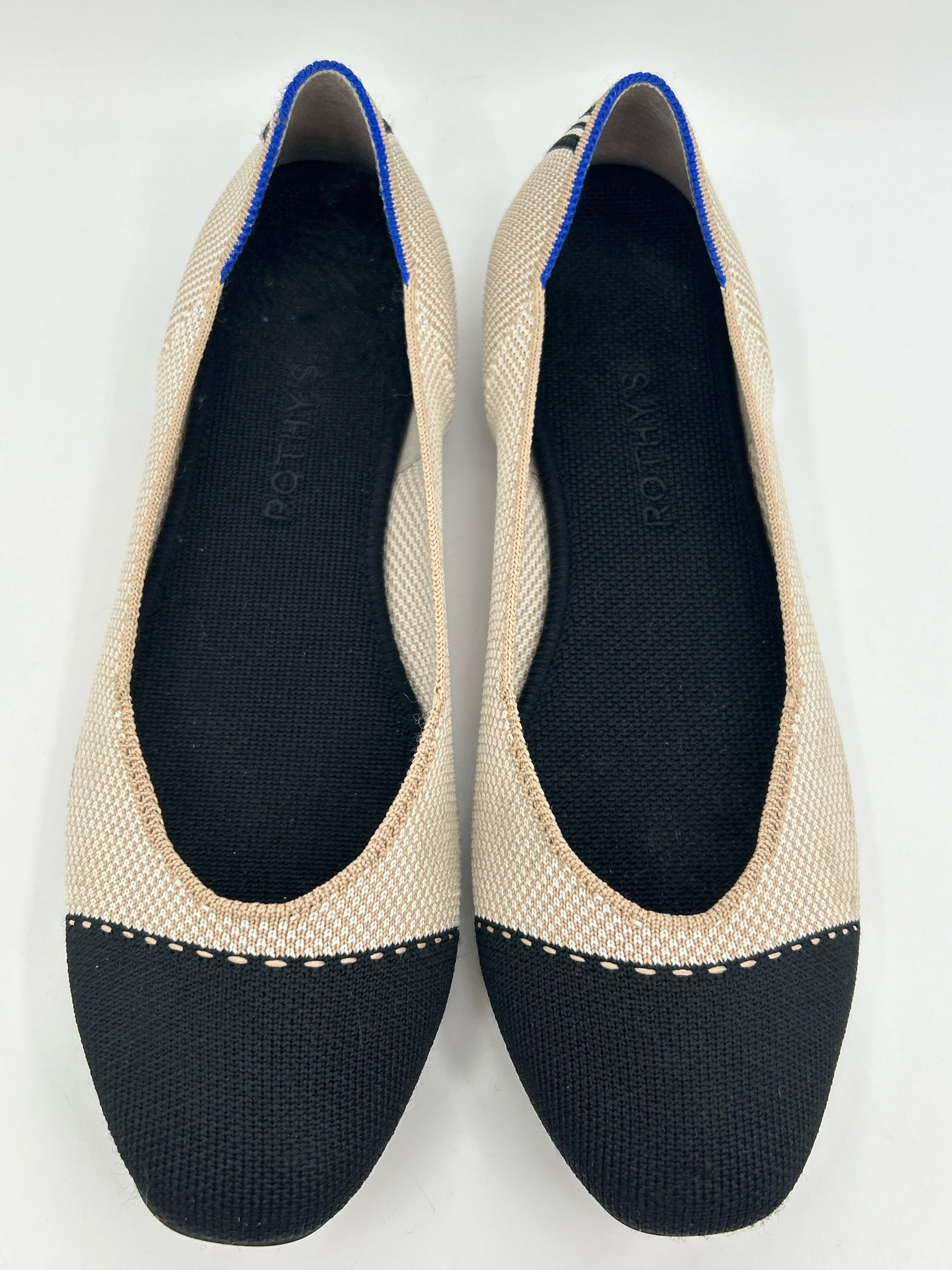 ROTHY'S Size 9.5W BEIGE AND BLACK Women Flats
