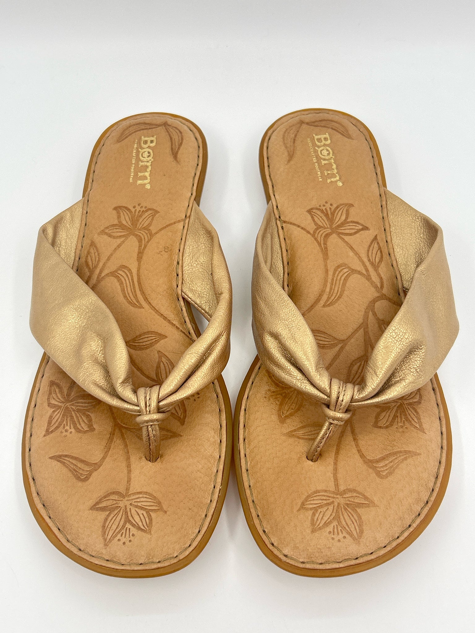 BORN Size 9 Gold & Beige Women Sandal