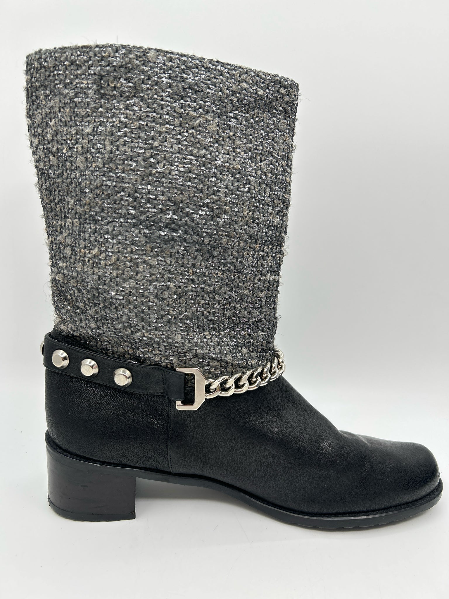 STUART WEITZMAN Size 9.5M Black & Silver Women Boots