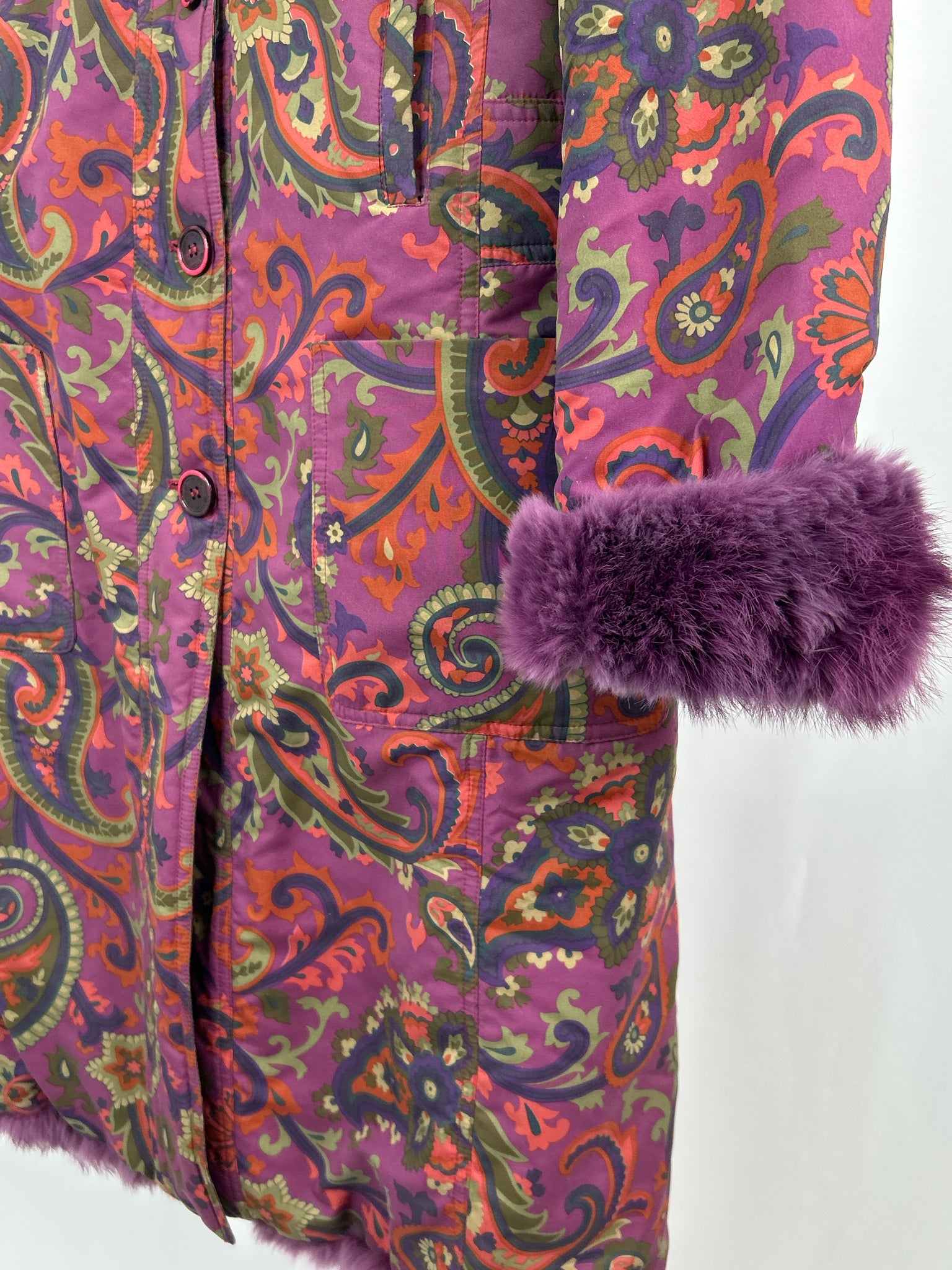 ETRO Size L PURPLE PAISLEY Women Coat