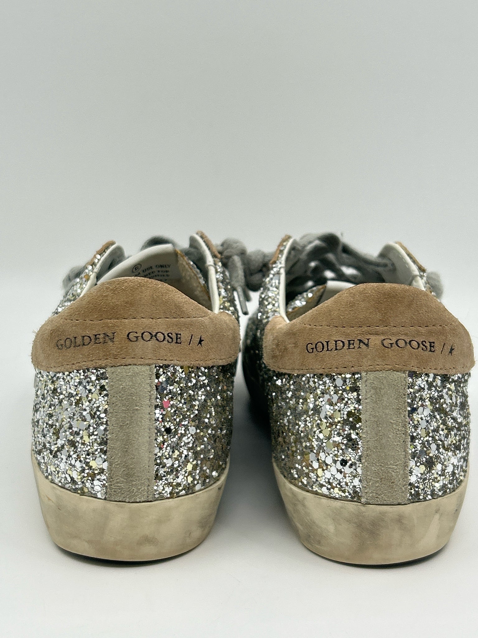 GOLDEN GOOSE Size 8 Silver and Beige Women Sneakers