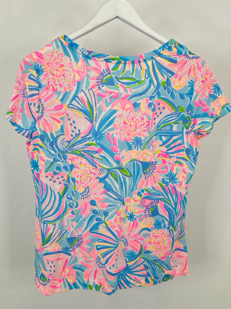 LILLY PULITZER Size L Blue Print Rexa Top