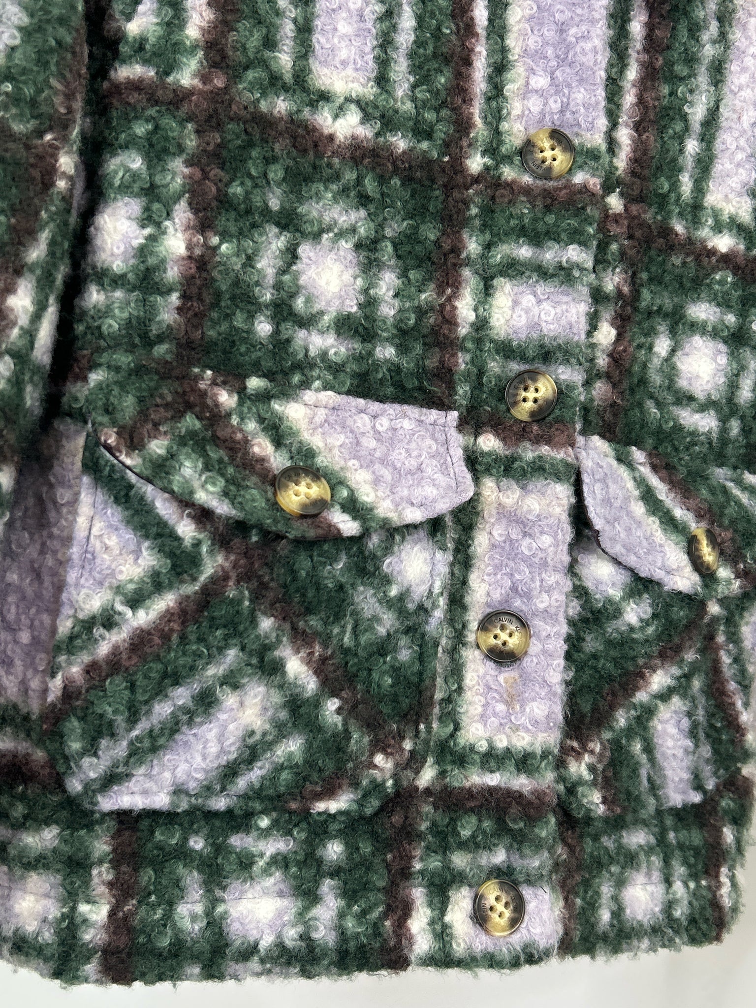 CALVIN KLEIN Size XXS Purple Plaid Women Coat