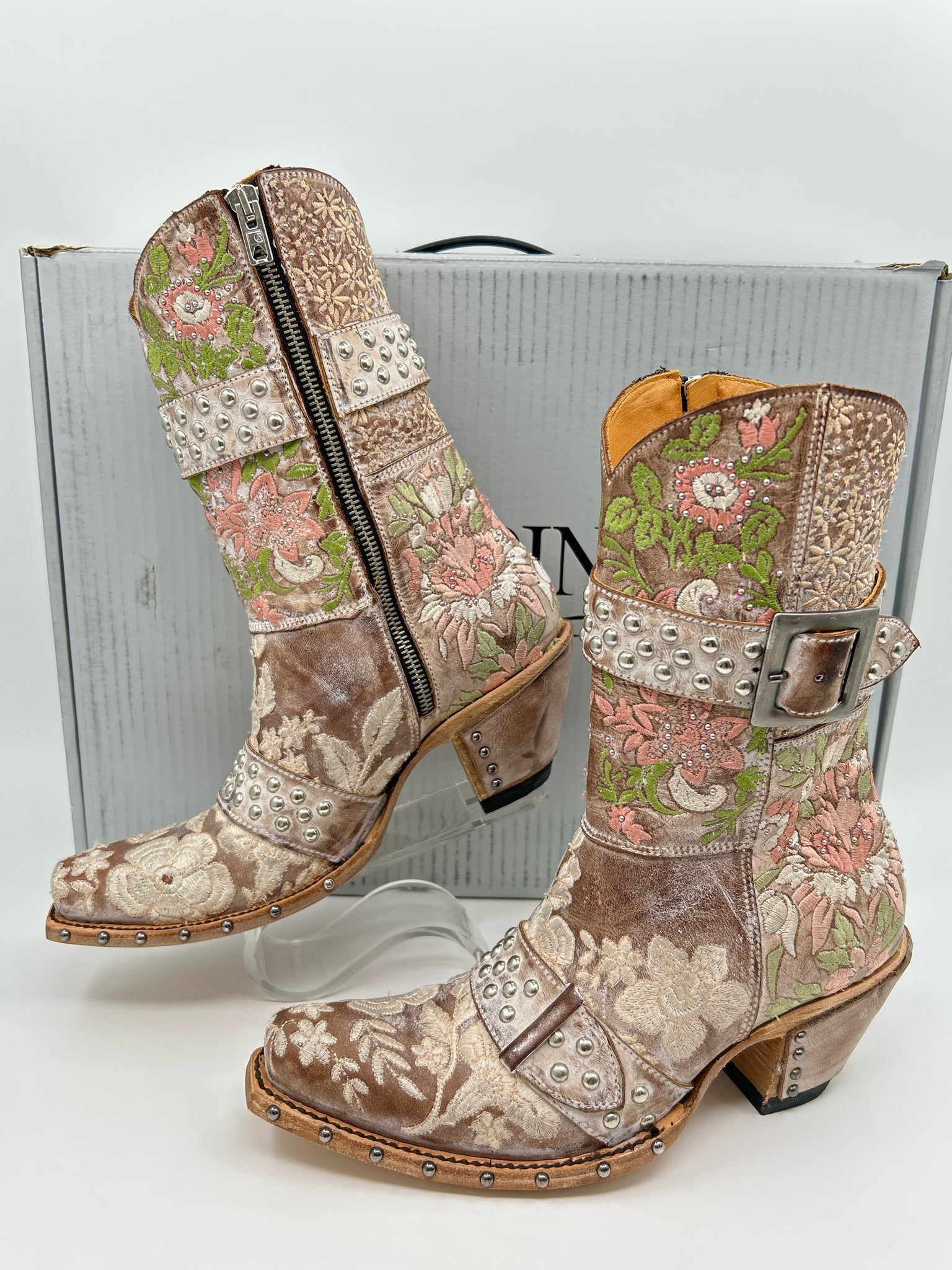 OLD GRINGO Size 7B BEIGE FLORAL Women Boots