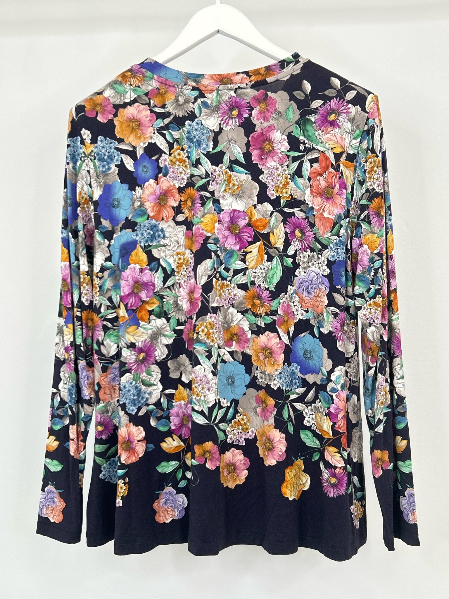 JOHNNY WAS Size XL NAVY FLORAL Women Top