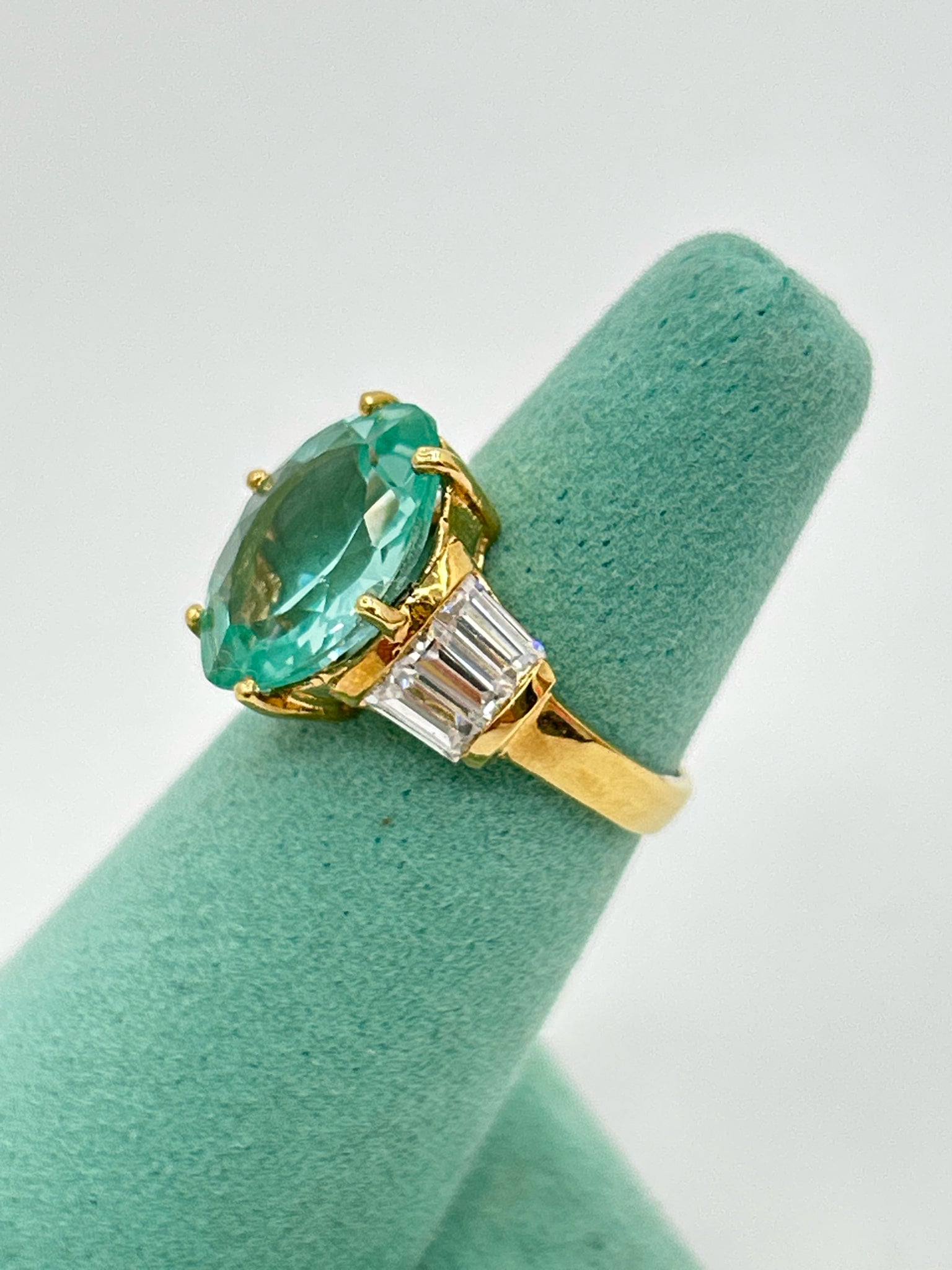 NO BRAND Gold and Aqua Blue Size 6 Ring