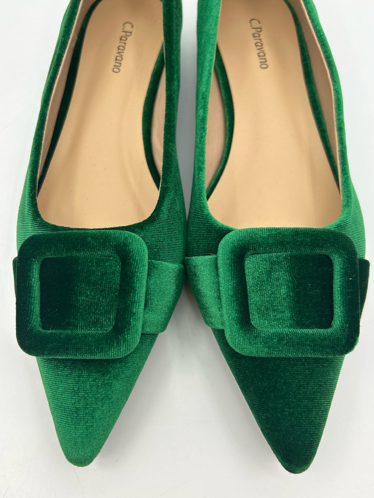 C. PARAVANO Size 9.5 Green Women Flats