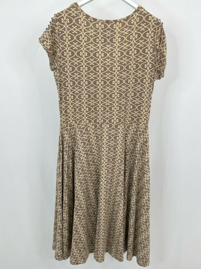 EFFIE'S HEART Size XL Taupe Print Dress