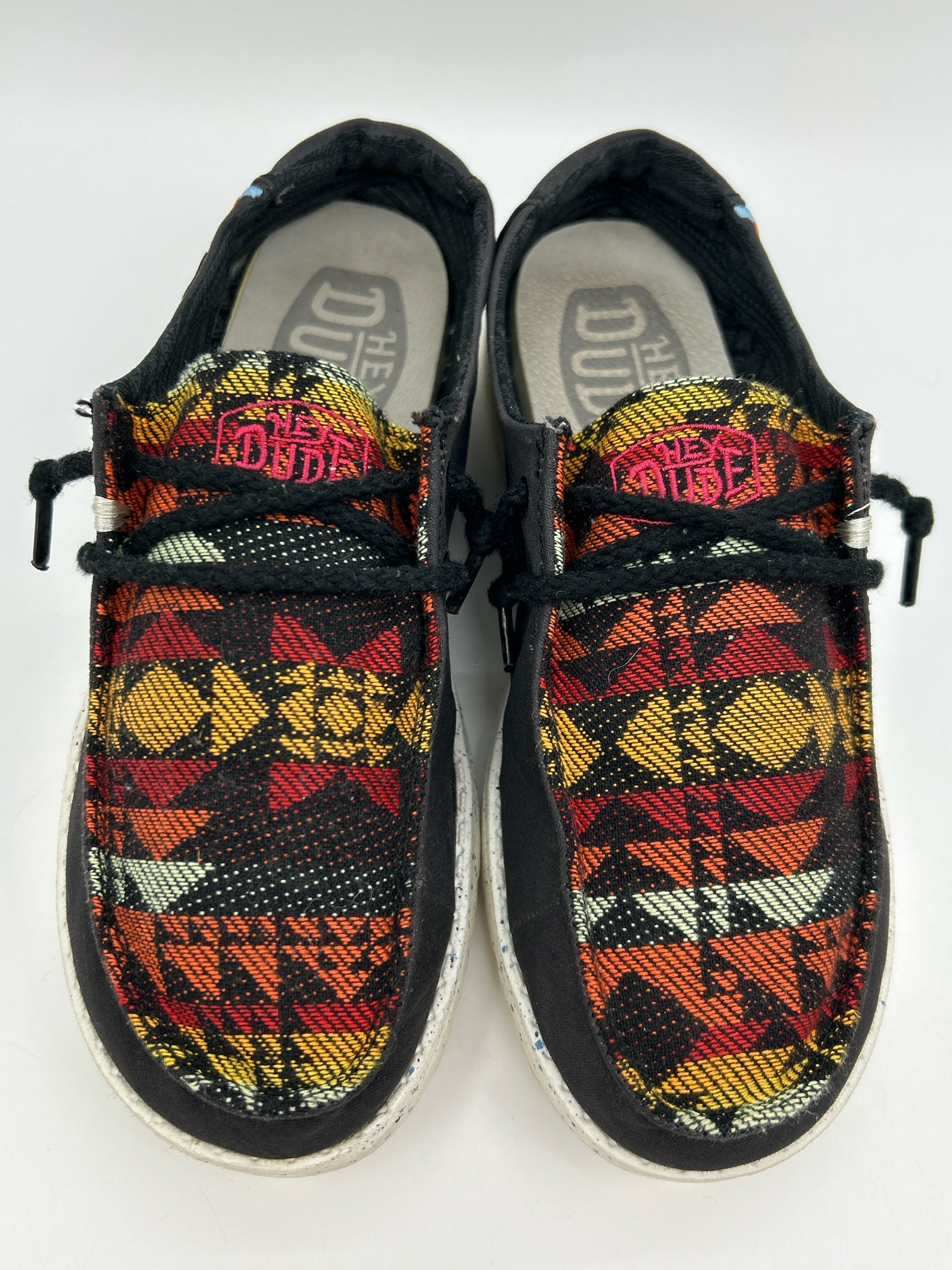 Hey Dude Size 7 Black Print Women Sneakers
