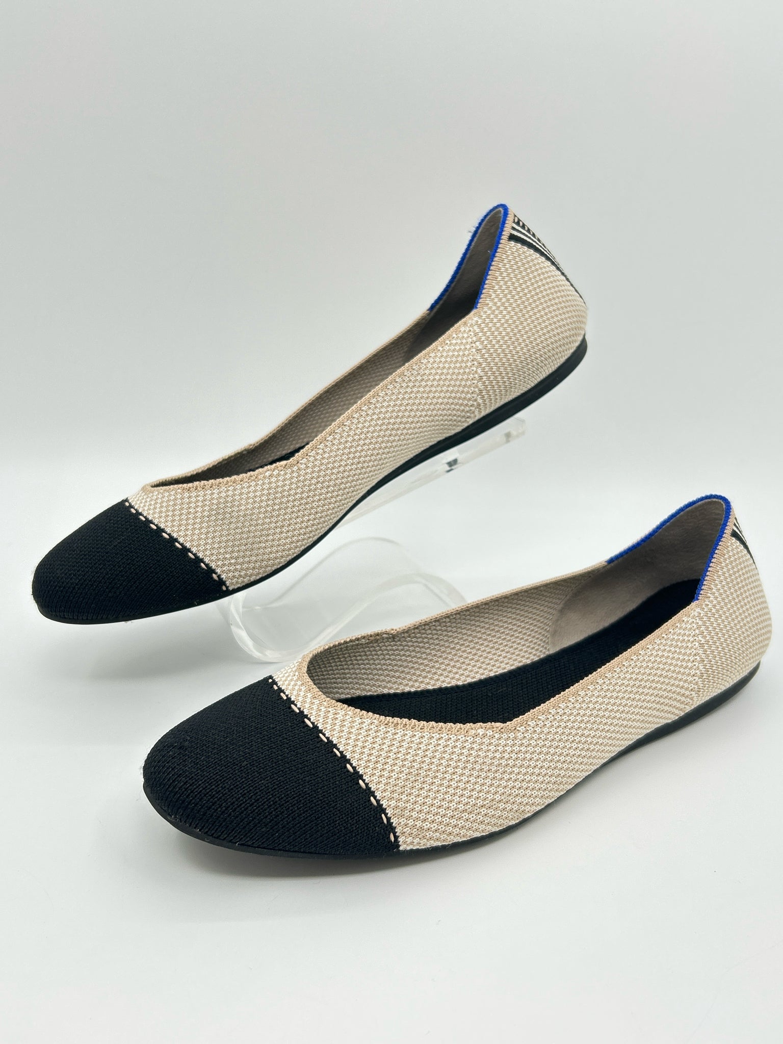 ROTHY'S Size 9.5W BEIGE AND BLACK Women Flats