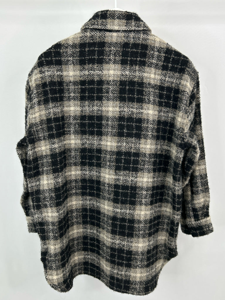 BANANA REPUBLIC Women Size S Black Plaid Jacket