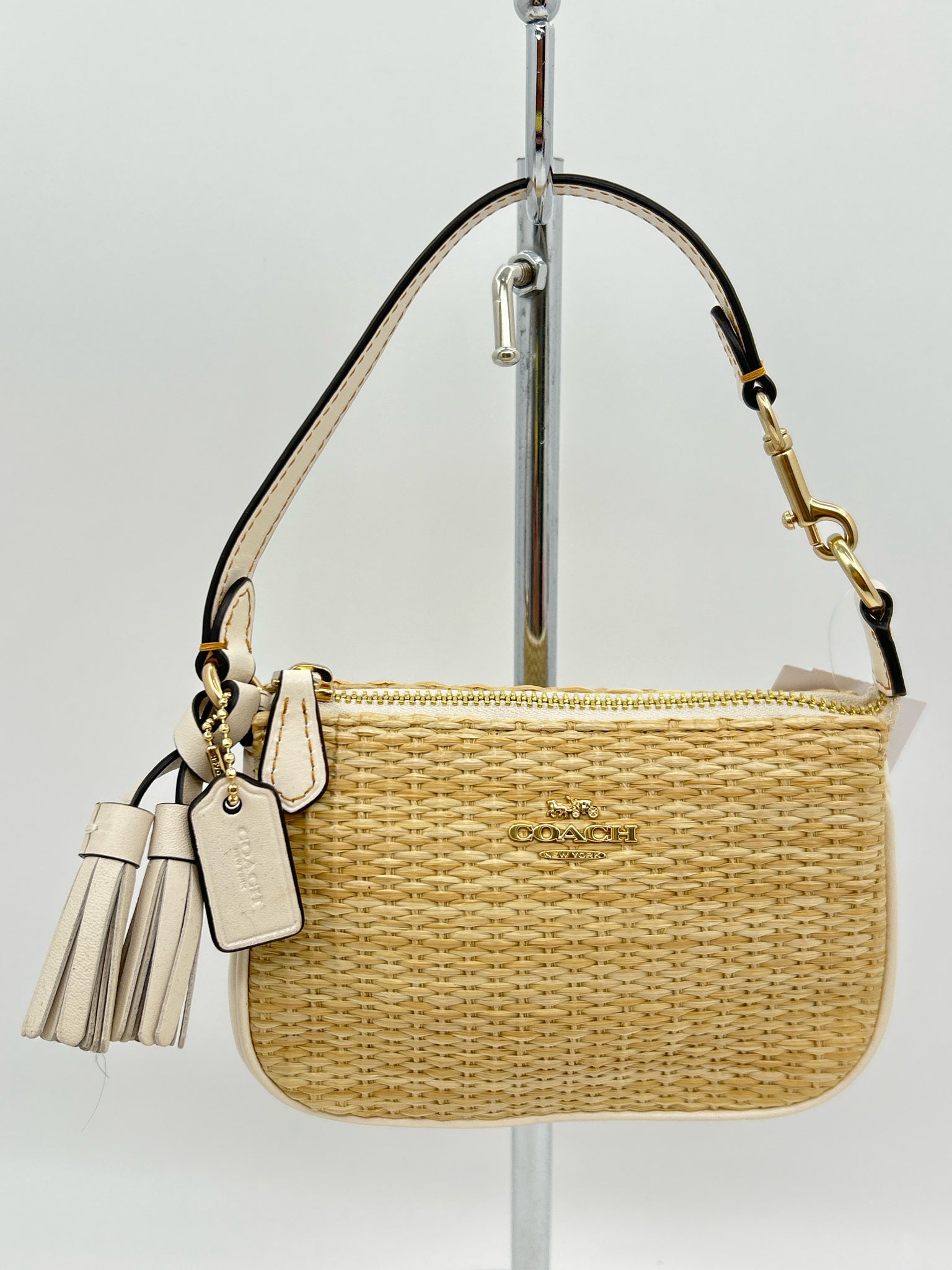 Coach Straw and Leather Women Wristlet